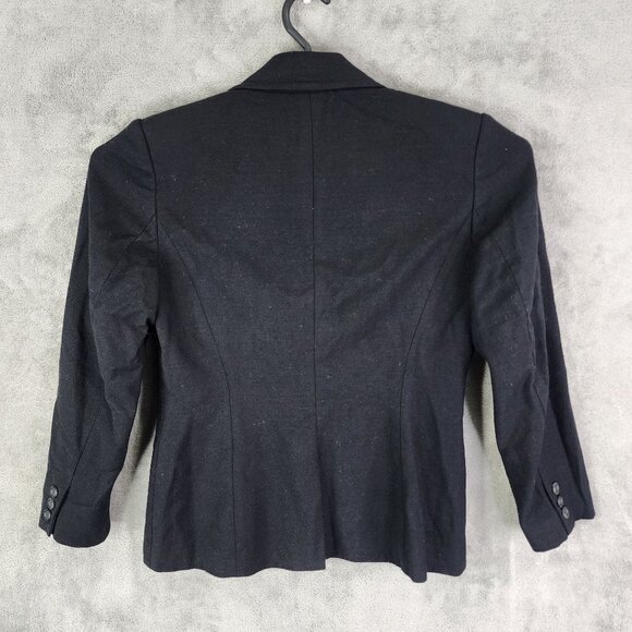 Womens Black Petite Talbots Wool Blend Blazer Jacket Double Button Size 4P - Picture 5 of 8